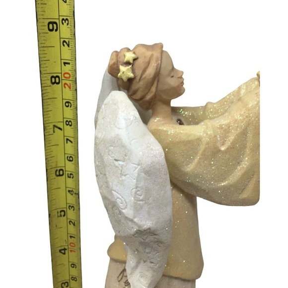 2002 Enesco Foundations Glitter Angel Figurine Holding Star - Picture 9 of 9